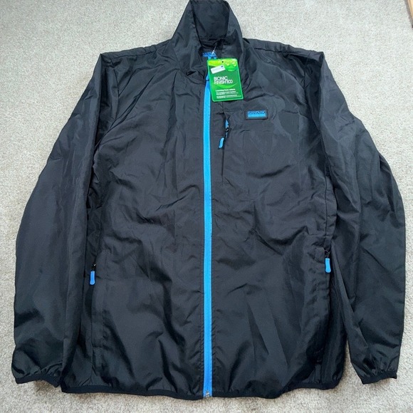 Sandvik Mens XL Black Blue Zip Windbreaker Jacket Bionic Finish Eco NWT